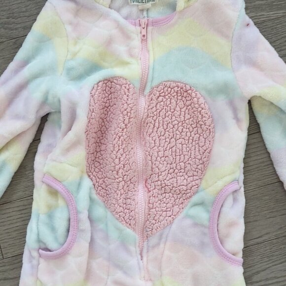 Onzie Kids Pastel Bear Footie Cozy Pajamas Lounge Wear Sz 7-8 Excellent Conditio - Picture 4 of 5